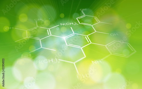 green ecology background: chemical formulas