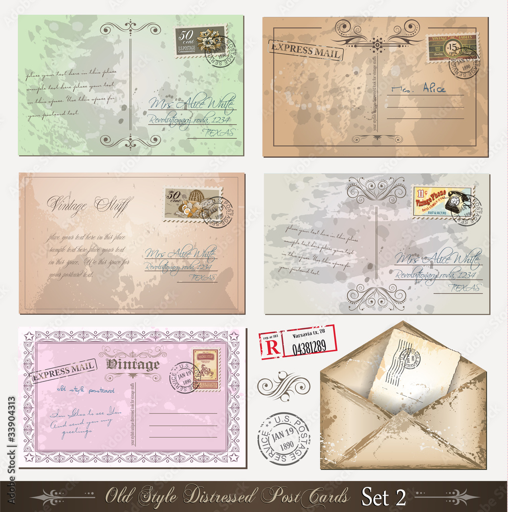 Old style distressed postcards (set 2)