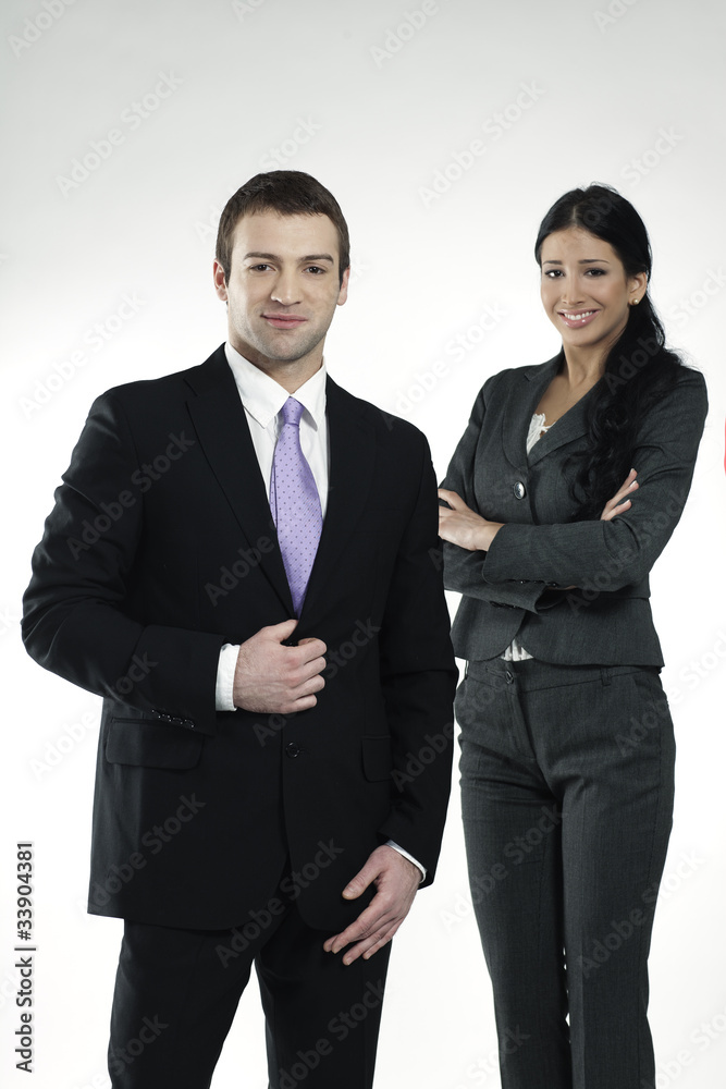 confident businessman and businesswoman confident businessman and businesswoman