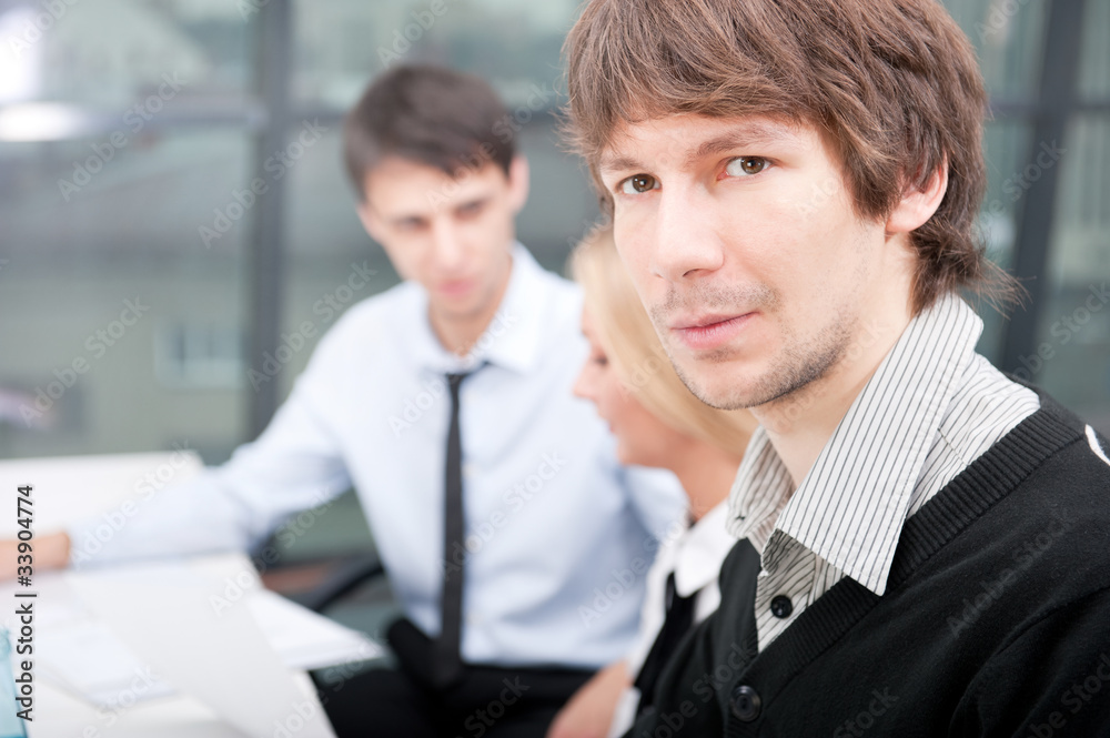 Two contemporary business people at a meeting Two contemporary business people at a meeting