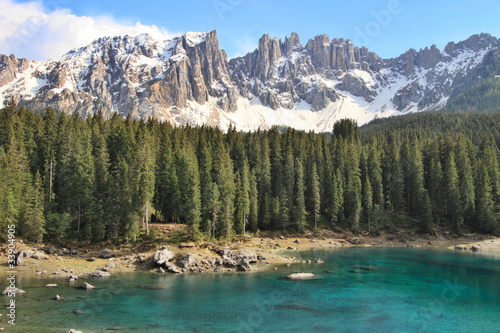 Lake Carezza and Dolomites Alps, Italy