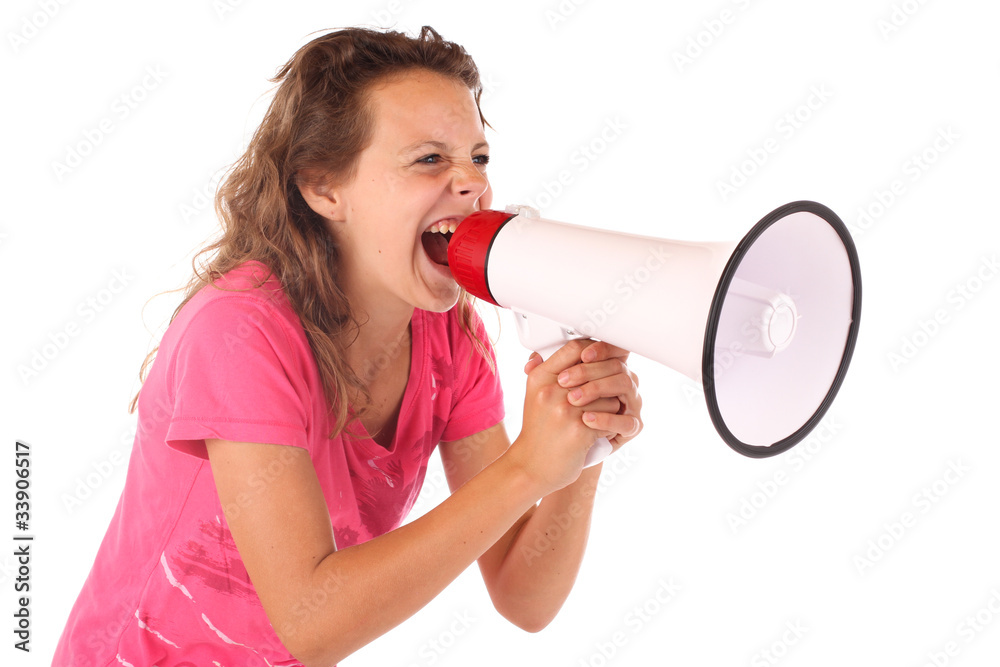 Teenager mit Megafon