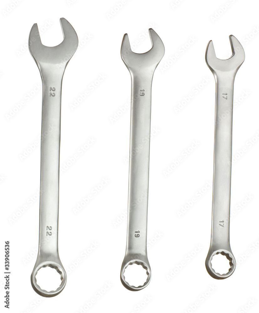 set of wrench tool isolated on white set of wrench tool isolated on white