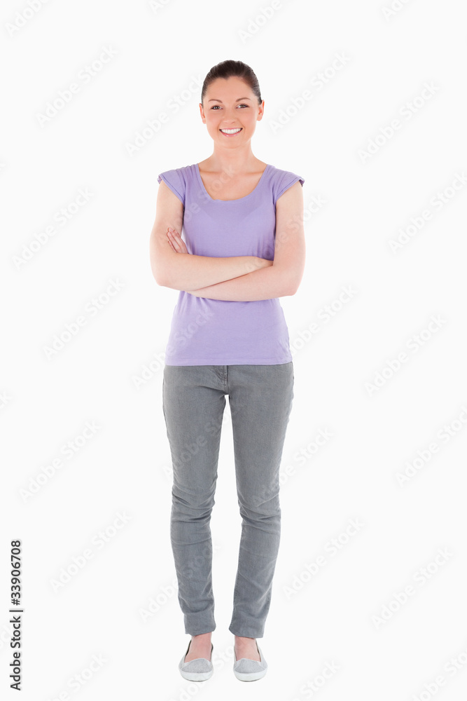 Charming woman posing while standing Charming woman posing while standing