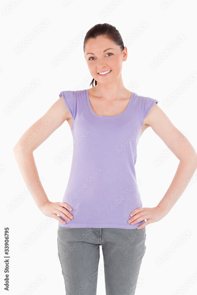 Cute woman posing while standing Cute woman posing while standing