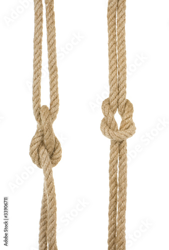 ship ropes with knot isolated on white
