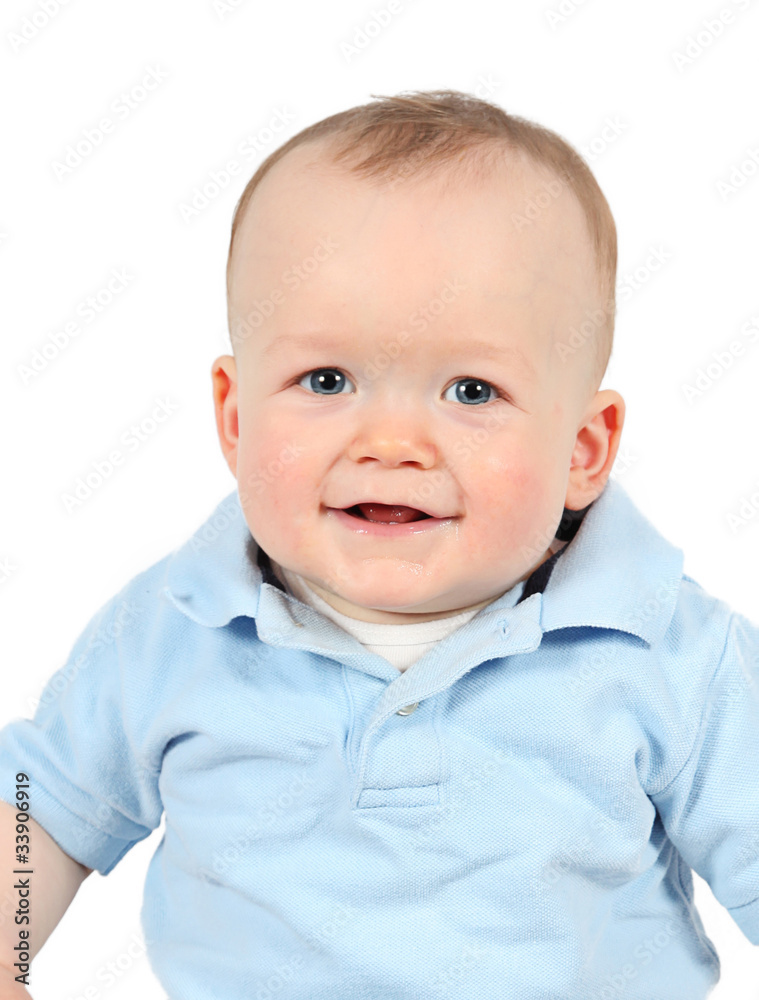 Cute Baby Boy posing for camera on white background