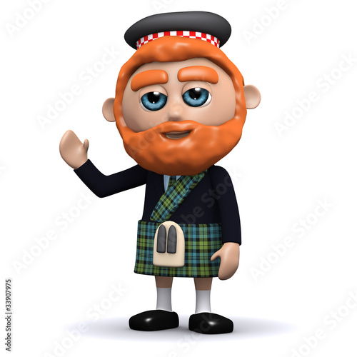 3d Scotsman waves a hearty greeting