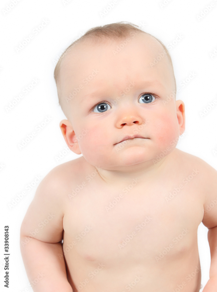 Cute Baby Boy posing for camera on white background Cute Baby Boy posing for camera on white background