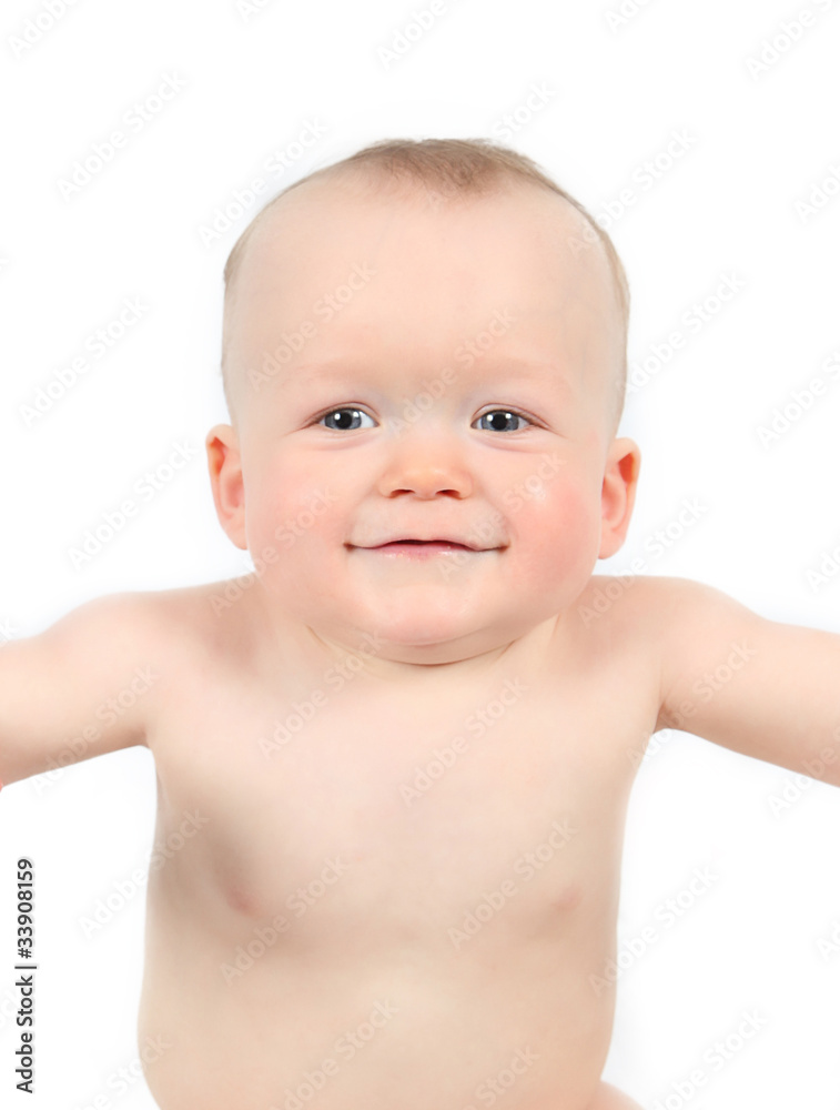 Cute Baby Boy posing for camera on white background Cute Baby Boy posing for camera on white background
