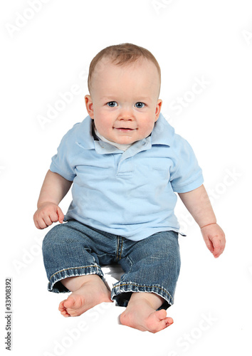 Cute Baby Boy posing for camera on white background