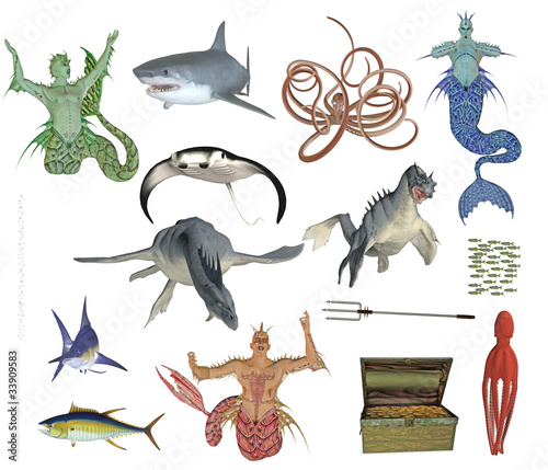 Valokuva mermen and sea monster