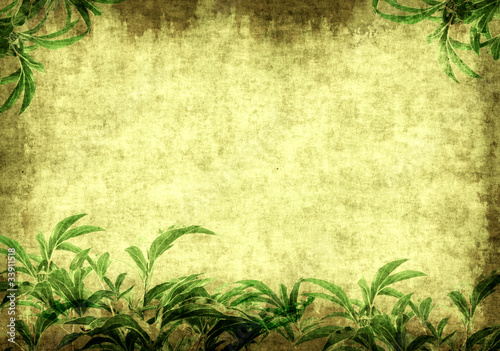 Grunge background with green leaves © frenta