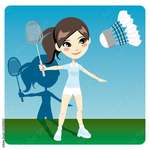 Badminton player brunette woman