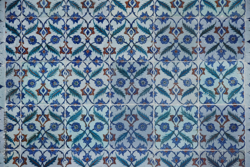 Ancient Iznik Tiles with Floral Pattern