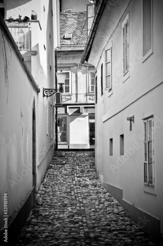 Old narrow street in Ljubljana, Slovenia