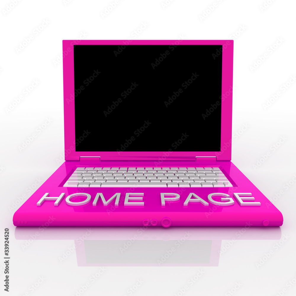 Laptop computer with word home page on it Laptop computer with word home page on it