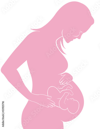 pregnant woman with baby visible