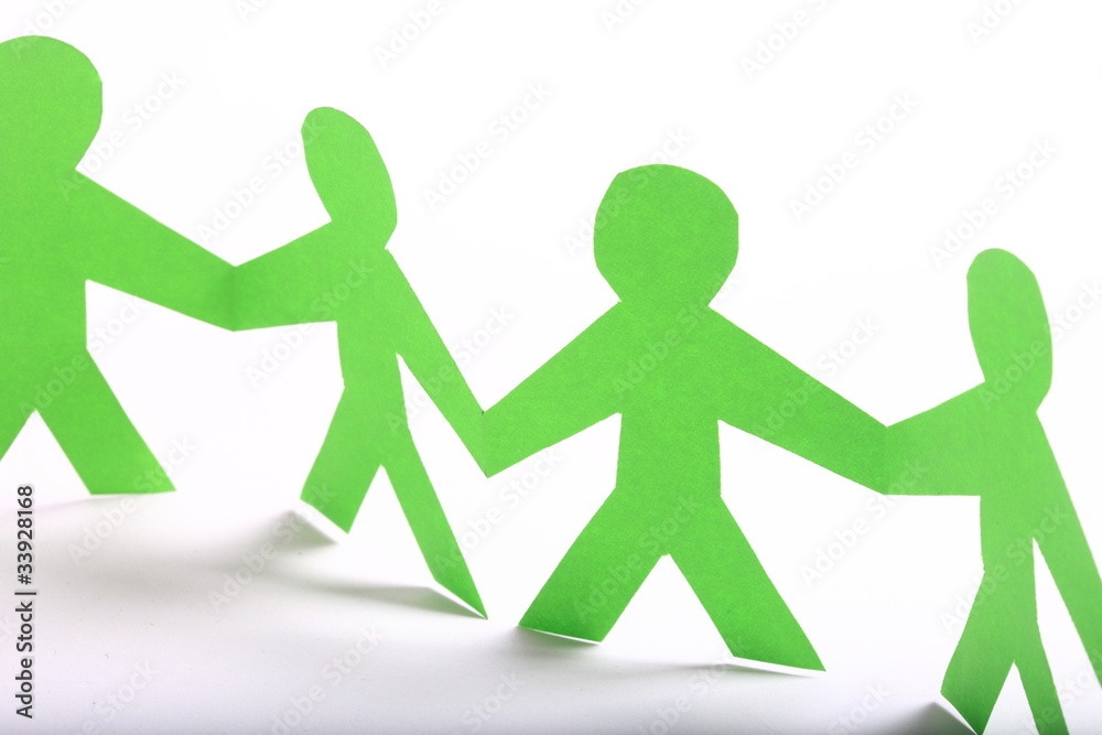 paper people doing teamwork in their business paper people doing teamwork in their business