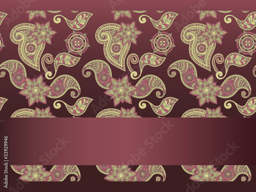 vector frame for your text on seamless hand drawn paisley patte
