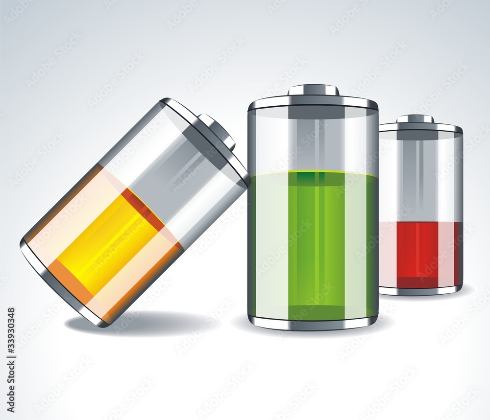 Battery icons with different charge levels Battery icons with different charge levels