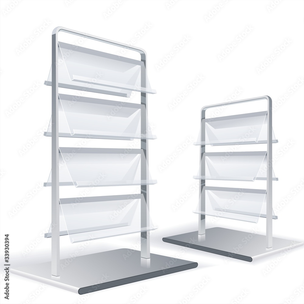 Empty shelves for the goods in shop, supermarket or library Empty shelves for the goods in shop, supermarket or library