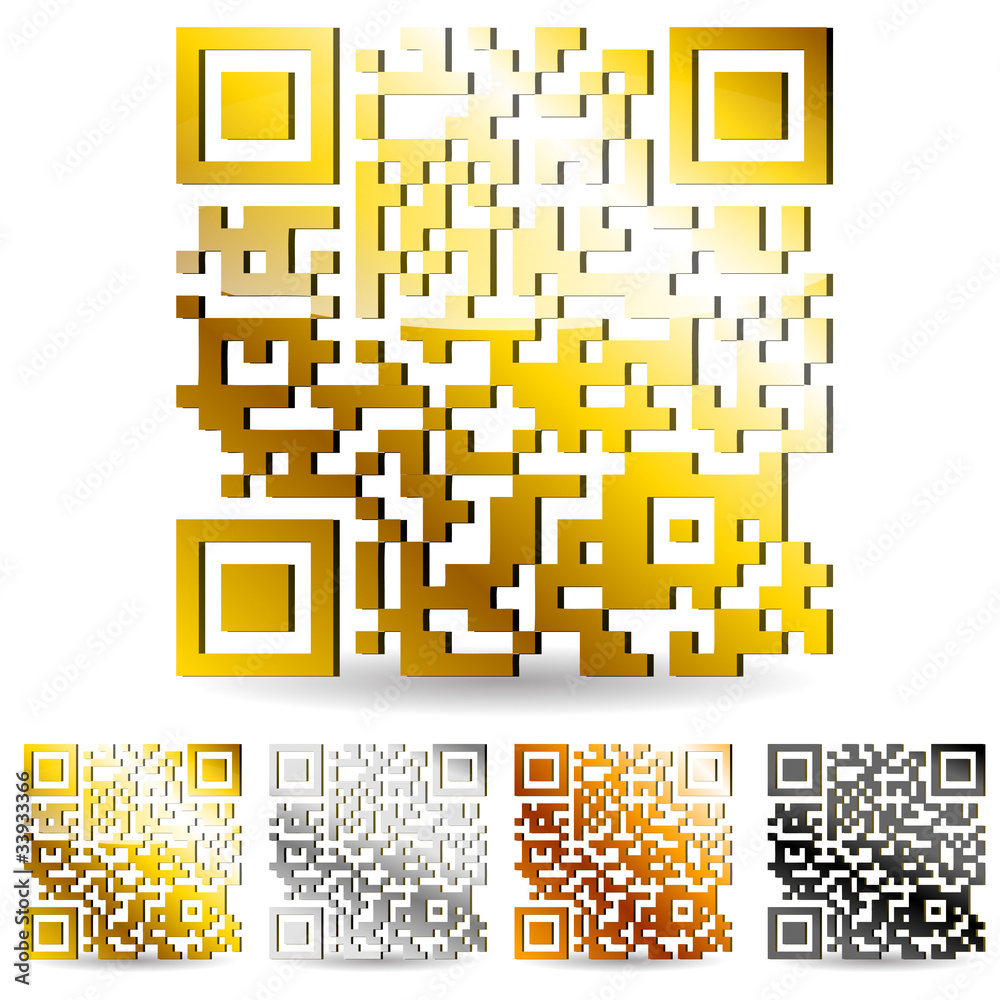 Set of golden qr code isolated on white background stock vector adobe