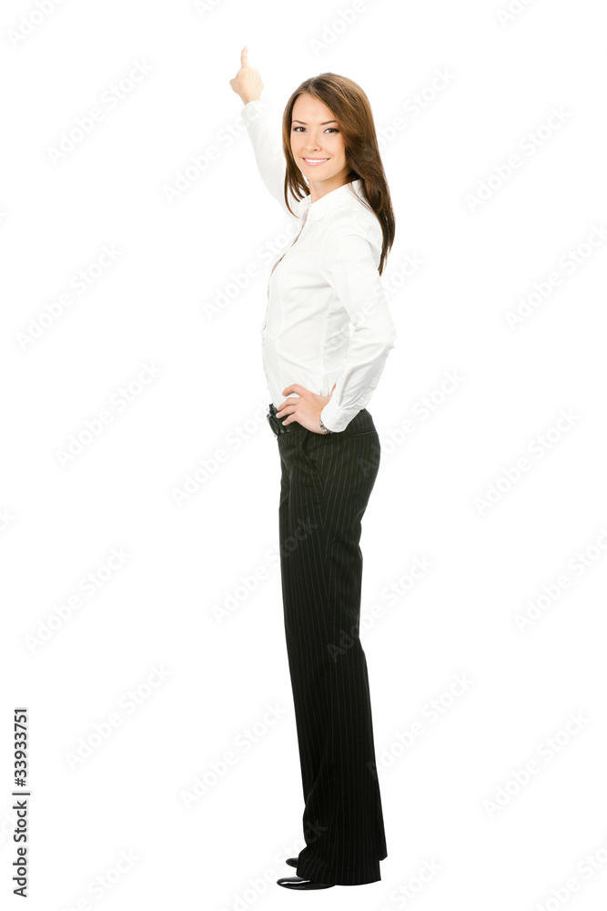 Full body of businesswoman pointing, isolated on white Full body of businesswoman pointing, isolated on white