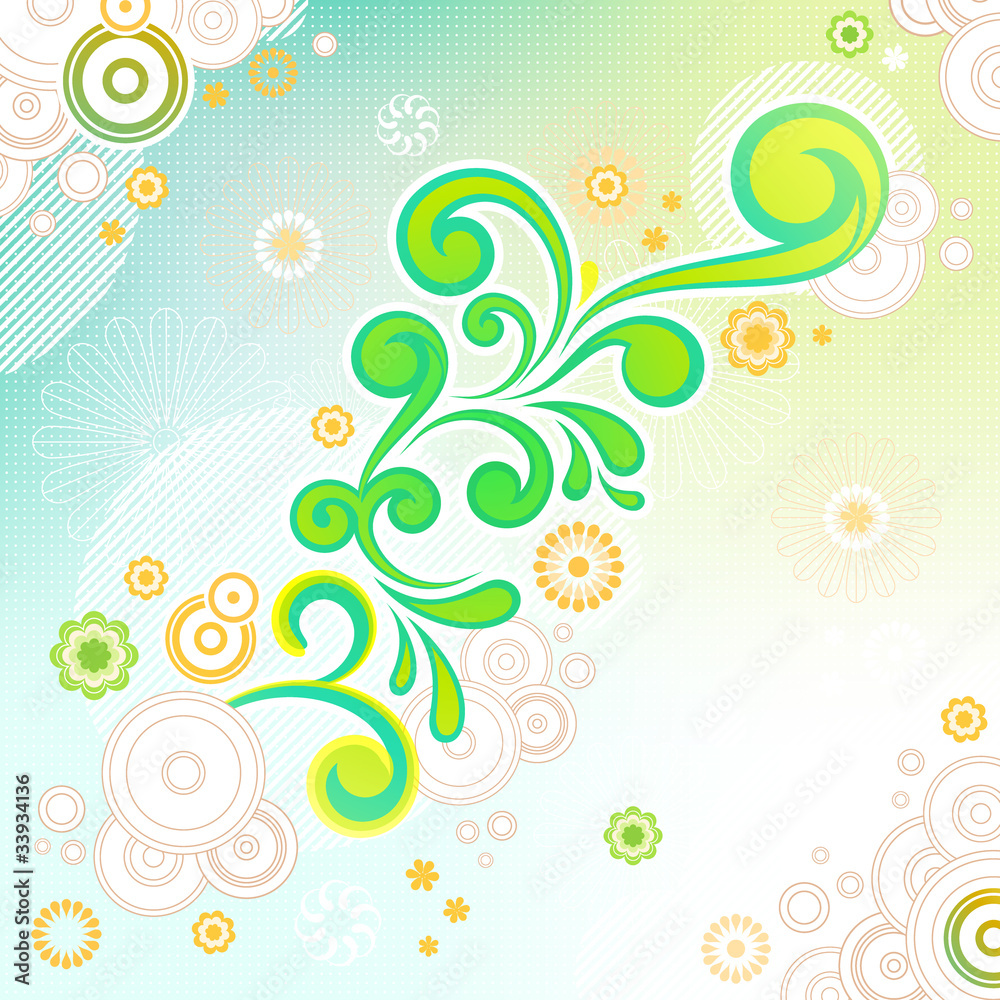 Abstract swirl floral background in vector