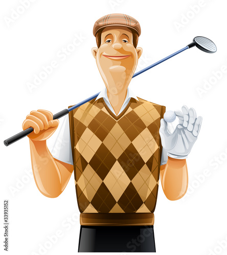 golf player with club and