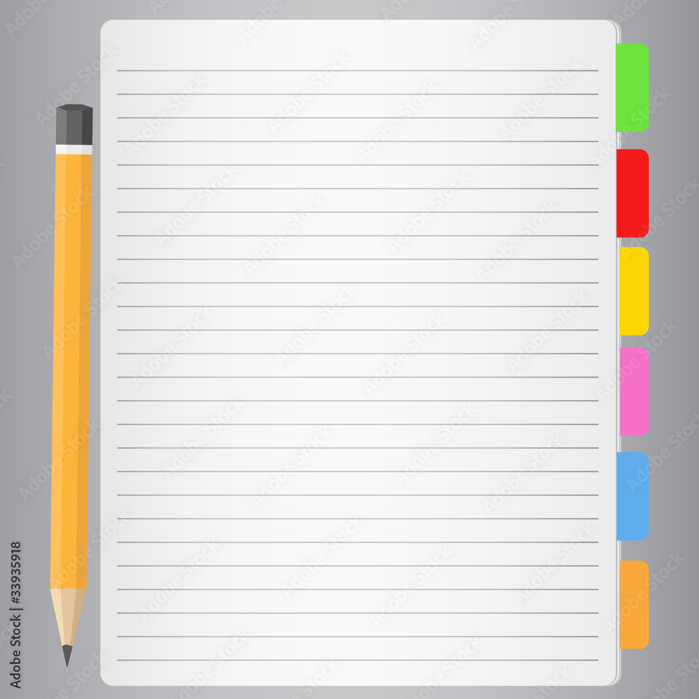 Vector Lined Paper and Pencil Vector Lined Paper and Pencil