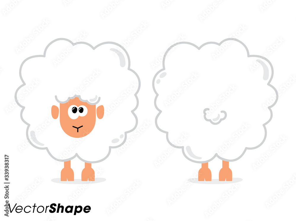 Funny cartoon sheep from front and behind Funny cartoon sheep from front and behind