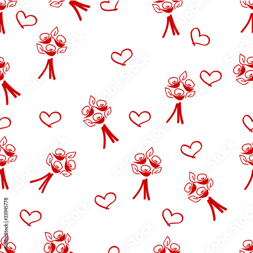 Romantic red-and-white seamless background