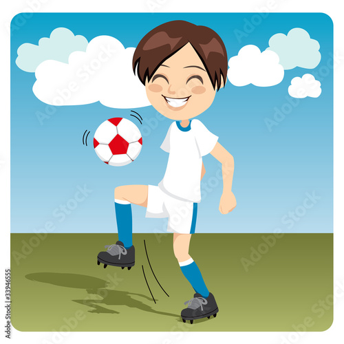 Kid practicing soccer