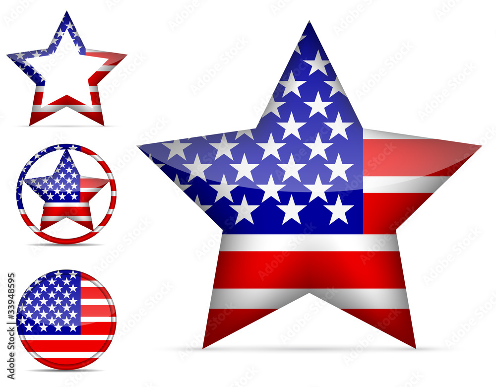set of america star icon isolated on white background set of america star icon isolated on white background
