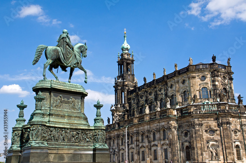 Sculpture and Hofkirche in Dresden