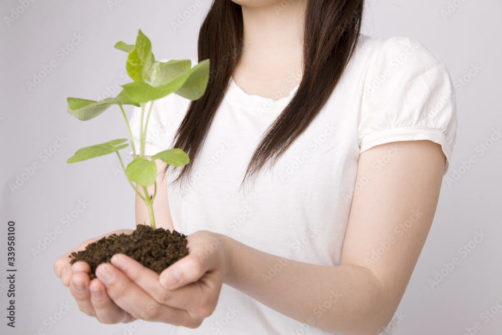女性と植物 女性と植物