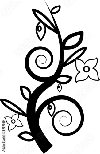 Zweig mit Blätter und Blüten