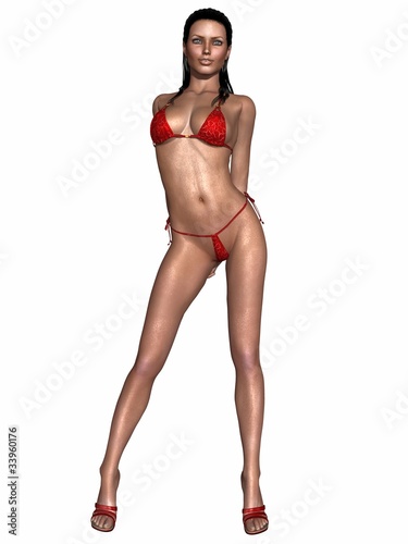 Sexy wet girl in a bikini