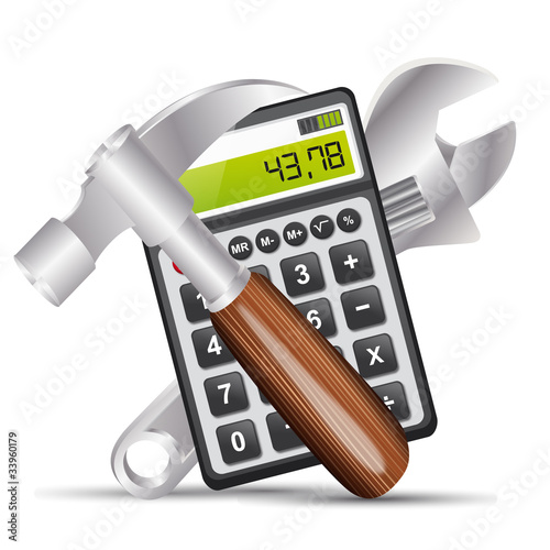 vecteur,marteau,clé,calculatrice