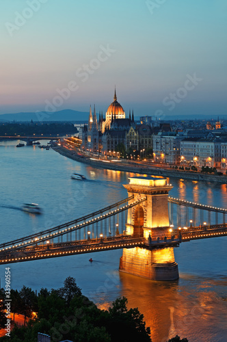 Budapest skyline at night, Hungary.