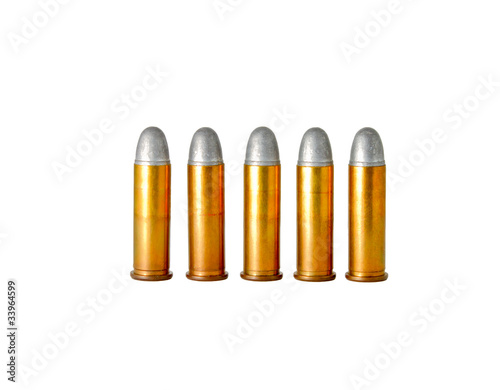 5 different bullets for revolver handgun, studio shot