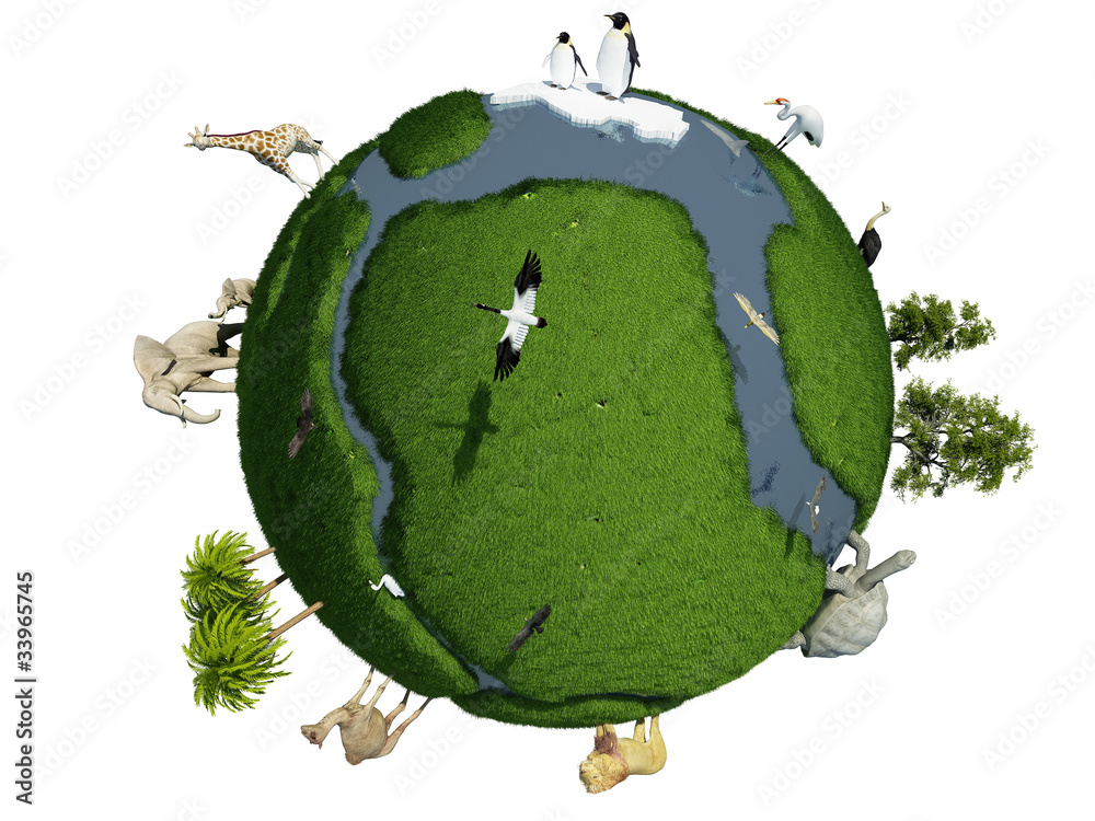 Fototapeta premium Globe with animals