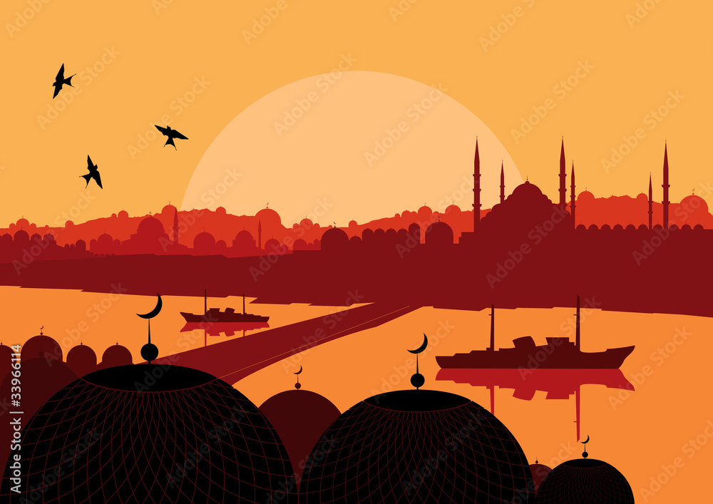 Turkish country landscape illustration