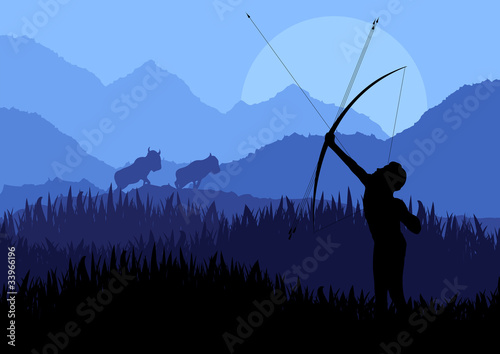 African hunter in wild nature © kstudija