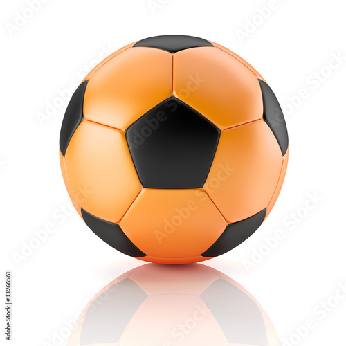 black and orange soccer ball