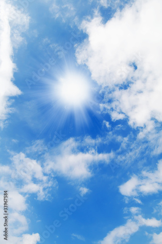 Beautiful blue sky with white clouds