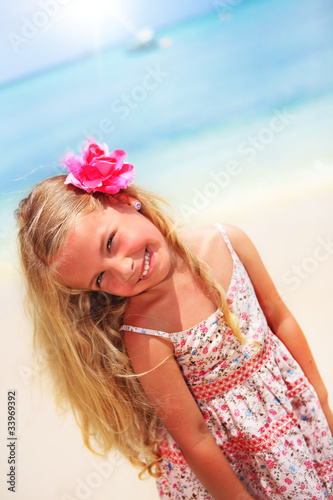 girl at the tropical caribbean beach