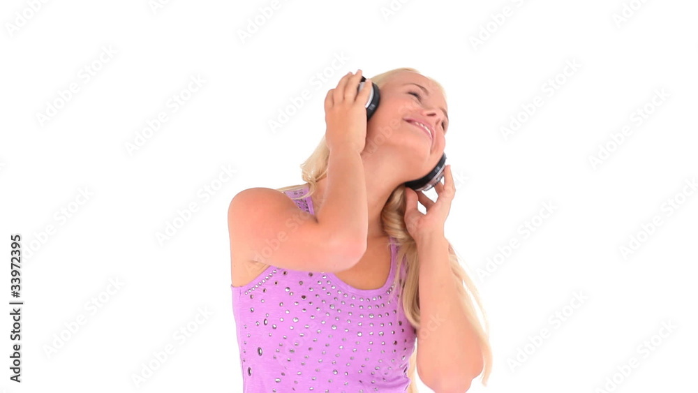 Close up of a woman enjoying some music Close up of a woman enjoying some music