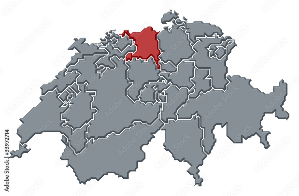 Map of Swizerland, Aargau highlighted